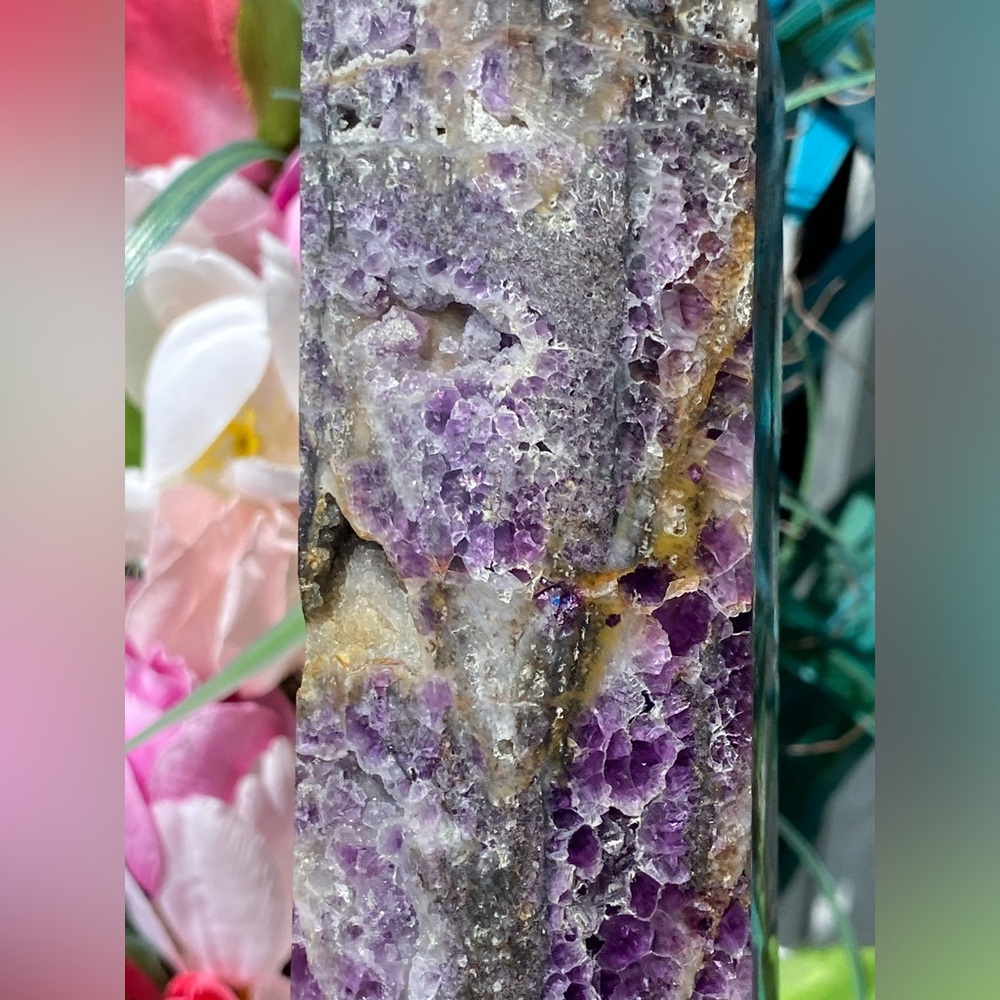 12” Sugar Druzy Sphalerite & Purple Fluorite Tower - Picture 12 of 14